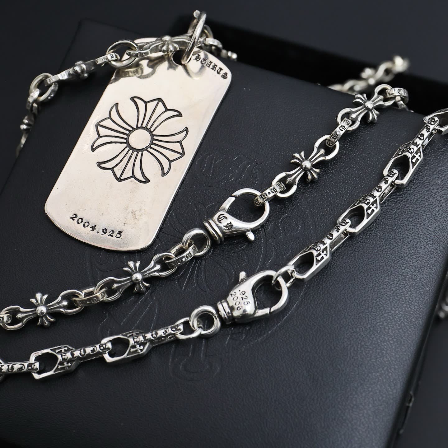 Chrome Hearts Crown Hearts Silver Pendant Necklace